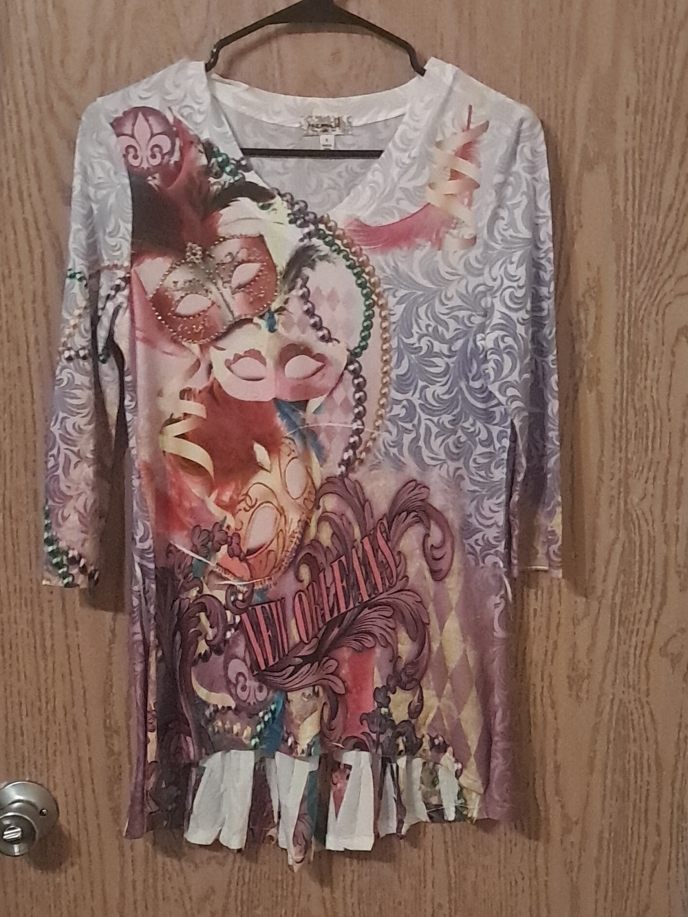 Multicolor Masquerade Print V-Neck Tunic by One World S